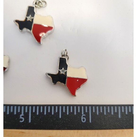 Three Texas Flag Charms Silver Tone Enamel Bracelet/Pendant/Earrings - Picture 3 of 3